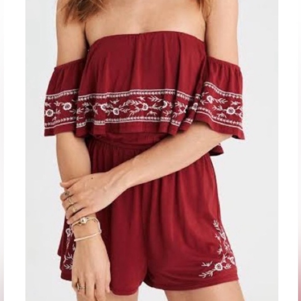 AE - Off-Shoulder Embroidered Romper